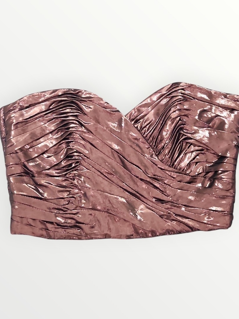 Lida Baday Metallic Bronze Twist Ruched Tube Top - Picture 2 of 8